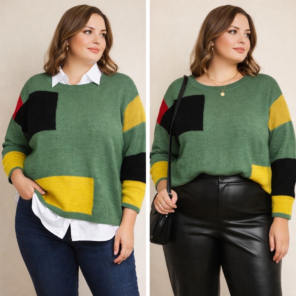 NWT Cozy Casual Multicolor Block Sweater 04-0151